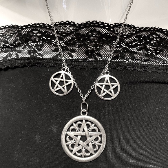 Pentagram Pentacle Pagan Wicca Metal Chain Pendant Necklace Witchy Gothic Occult - Picture 4 of 5